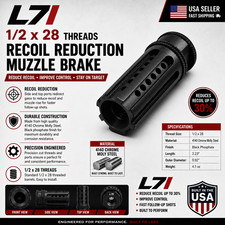 L7I All Steel 1/2x28 TPI Compact Short Muzzle brake for .223 with Crush Washer