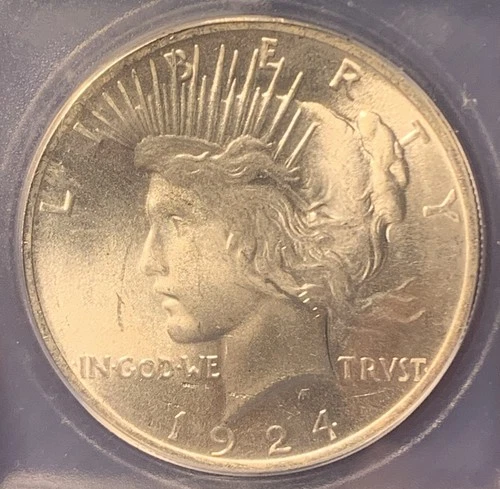 1924 Ch. BU Peace Silver Dollar MS63