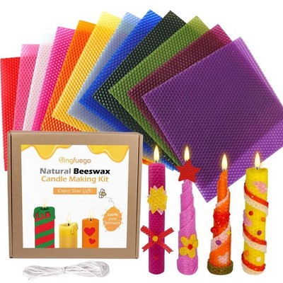 Bingfuego Beeswax Candle Making Kit for Kids - 12 Sheets for Rolling, Natural...