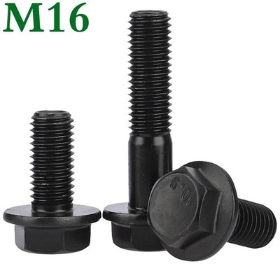 M16 Grade 10.9 Black Alloy Steel Hex Flange Bolts Hexagon Head Flange Cap Screws