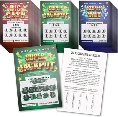 30 Pack Fake Scratch off Lottery Tickets, Gag Prank Winning Lotto Ticket Cards (