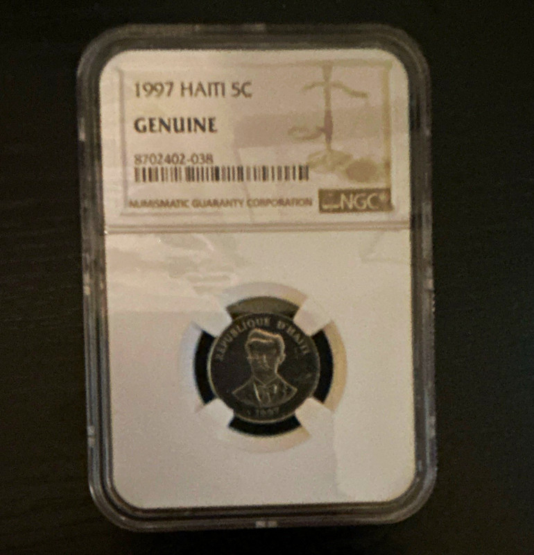 1997 Haiti 5 Centimes Silver 0.999 KM#85 BN Color NGC Genuine