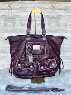 Rare Coach Poppy Spotlight Patent Leather Plum Purple Tote Bag HTF