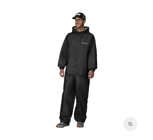 Frogg Toggs Hooded Rain Jacket Mens M/L Black Waterproof Button Front Outdoor video thumbnail