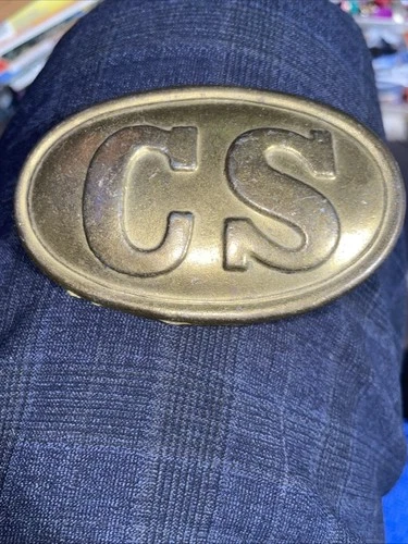 VINTAGE Rep Brass CS Civil War Belt Buckle Confederate States Belt Buckle