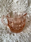 Vintage Jeanette Pink Depression Glass Creamer Cubist 1930s Pitcher MCM 3" Tall