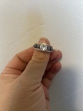 sterling silver rings Blue With Cz Stones.