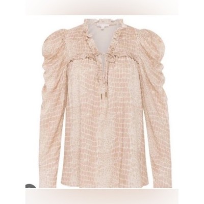 ANNA CATE Abigail Blouse in croc print - size XS silky contemporary luxury