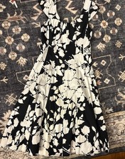 talbots fit and flare dress Size 2 BLACK WHITE