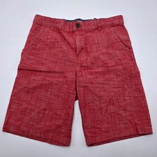 Cat Jack Boys Red Heather Flat Front Chino Shorts Size 16 Stretch Cotton
