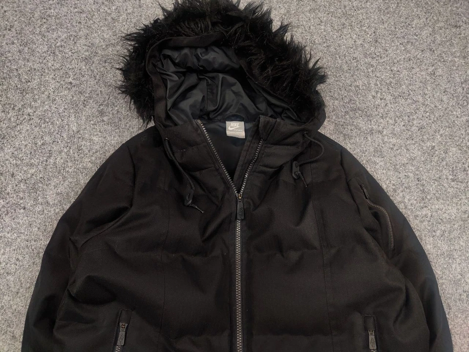 Vintage Nike Y2K Style Black 550 down jacket with fur hooded - Image 4 of 4