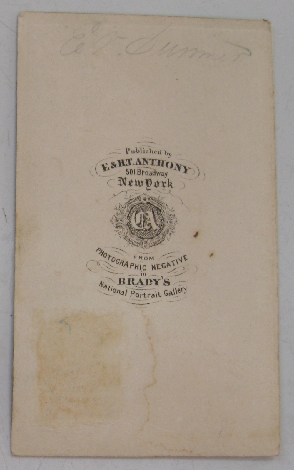 ANTIQUE CDV OF CIVIL WAR GEN. EDWIN VOSE SUMNER BY E. & R. T. ANTHONY FROM BRADY