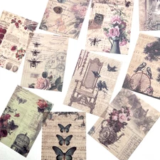Vintage Style Garden Vellum Sheets Birds Butterflies Journal Collage Scrapbook