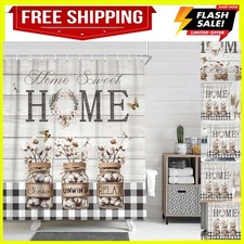 Elegant Farmhouse Shower Curtain 72x72 - Black and White Checkered Design