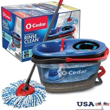 Microfiber Spin Mop Bucket System Hands-Free 2-Tank Clean Water Machine Washable