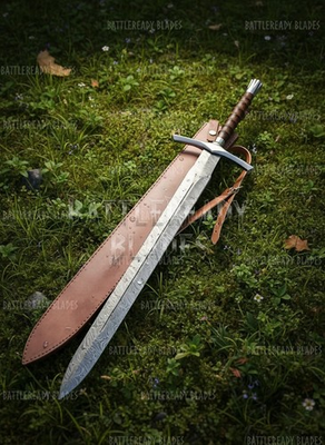 #ad Hand Forged Damascus Steel Medieval Style Viking Sword amp; Sheath Razor Sharp $123.30