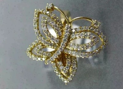 2Ct Real Moissanite Butterfly Engagement Ring 14K Yellow Gold Plated Silver