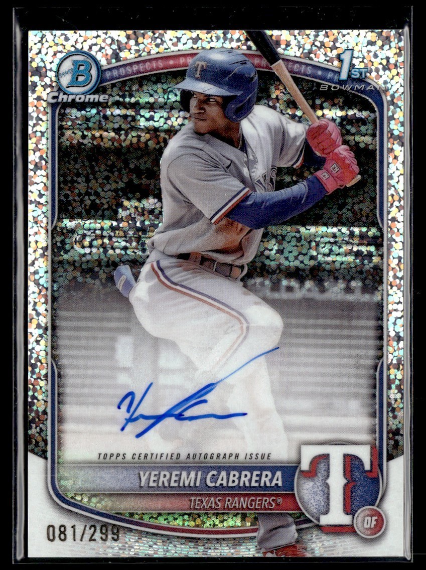 2025 Bowman Chrome 1st Speckle Yeremi Cabrera Auto /299 Texas Rangers #CPA-YC