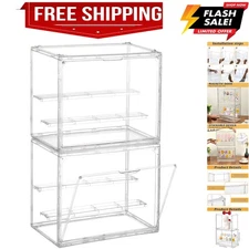 2 Pack 3 Layer Adjustable Figure Display Case, Acrylic Display Case for Colle...