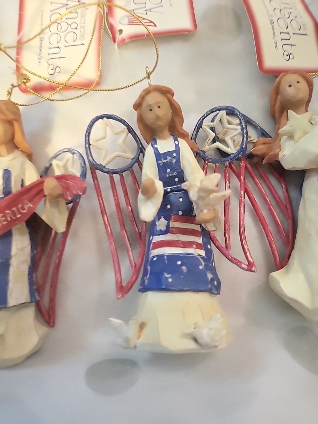 4 Four AMERICAN ANGEL ACCENTS By ROMAN Figurine ~ Ornament ~ 4 inches