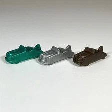 Lot of 3 Vintage 1950s Dime Store Plastic Numbered Race Cars Gumball Toys