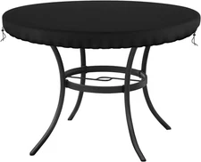 Outdoor Round Table Cover 48 Waterproof Patio Furniture Cover UV Resistant Black