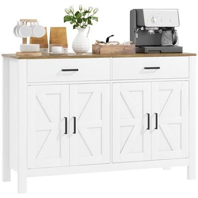 HOMCOM Credenza Cucina con 2 Cassetti e 2 Armadietti con Mensole Regolabili