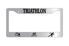 Chrome License Plate Frame TRIATHLON w/LOGOS #1 Auto Accessory