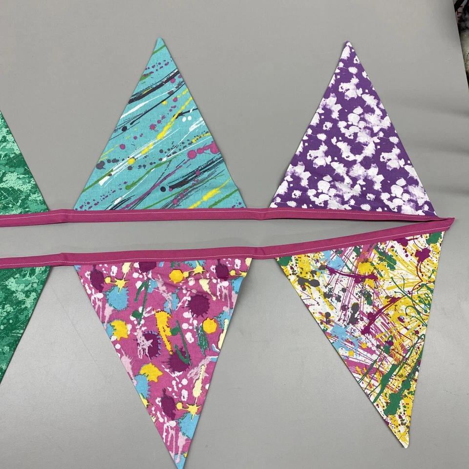 Banderín de tela casero pancarta decoración pintura salpicaduras diversión aprox. 90" Foto 4 de 4