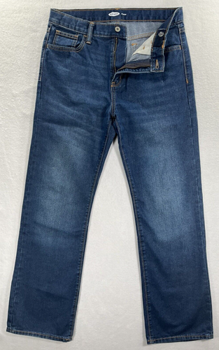 Old Navy Straight Leg Jeans Adjustable Waist Blue Dark Wash Denim Size 16 Husky - Picture 5 of 21
