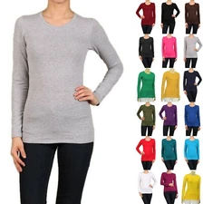 Cotton T-SHIRTS CREW/ROUND NECK Long Sleeve Solid Top S-XL SJ2900
