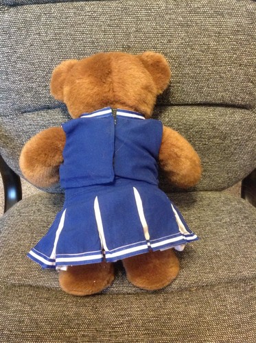 Costruisci un orso peluche marrone 14" blu e bianco vestito cheerleader occhi di plastica - Foto 4 di 7