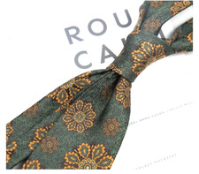 New Classic Floral Green Orange JACQUARD WOVEN 100 Silk Men's Necktie Tie