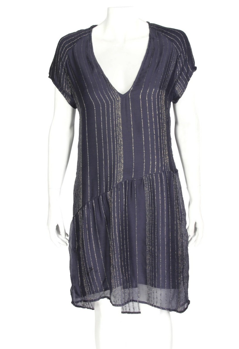 Zadig & Voltaire Midnight Blue Racy Metal Tunic Dress size