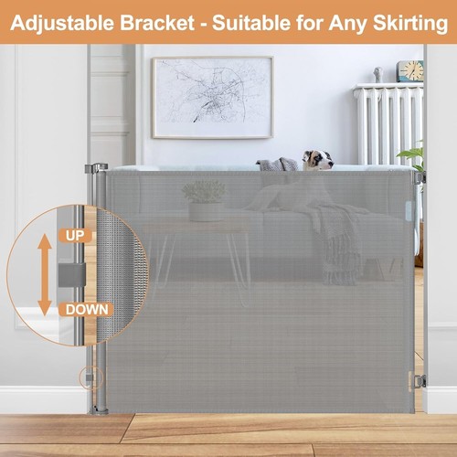 48" Extra Tall Retractable Baby Gate Dog Pet Indoor Outdoor 55" Wide Dark Gray - Picture 3 of 8