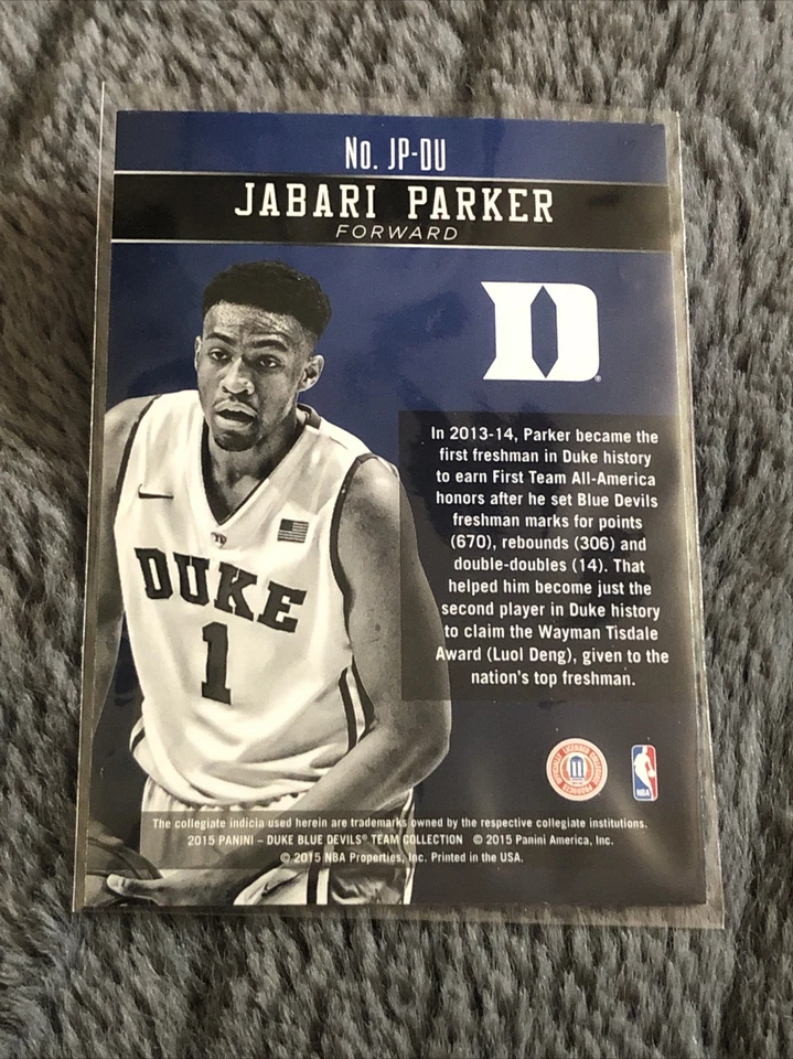 2015 Panini Collegiate Duke Jabari Parker Honors Insert - Image 2 of 2