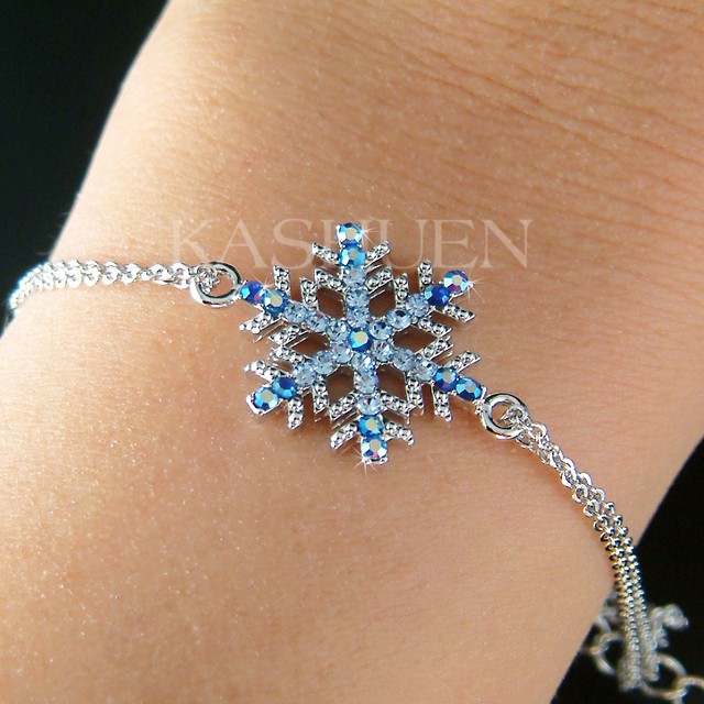 Blue Snowflake made with Swarovski Crystal Snow Flake Holiday Bracelet