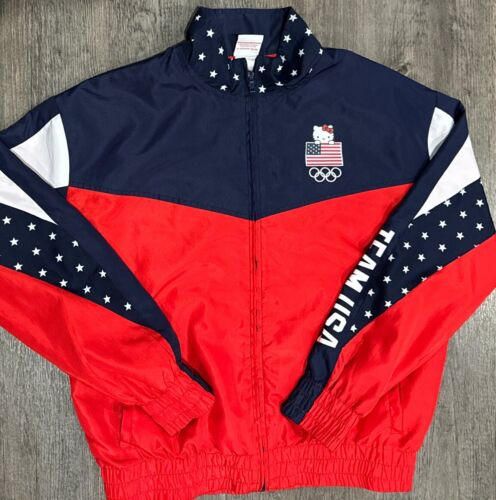 Hello Kitty Team USA Girls XL 14 16 Jacket Red Blue Track Windbreaker - Picture 1 of 6