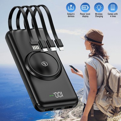 4 USB 900000mAh Wireless Charger Power Bank External Battery Charger For Phone
