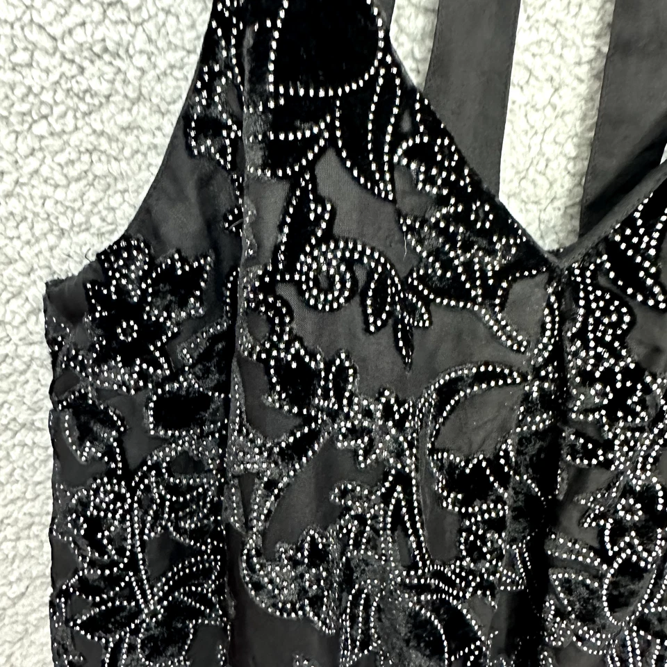 Camiseta sin mangas Lucky Brand floral agotada con tiras para mujer pequeña negra boho festival Foto 3 de 4