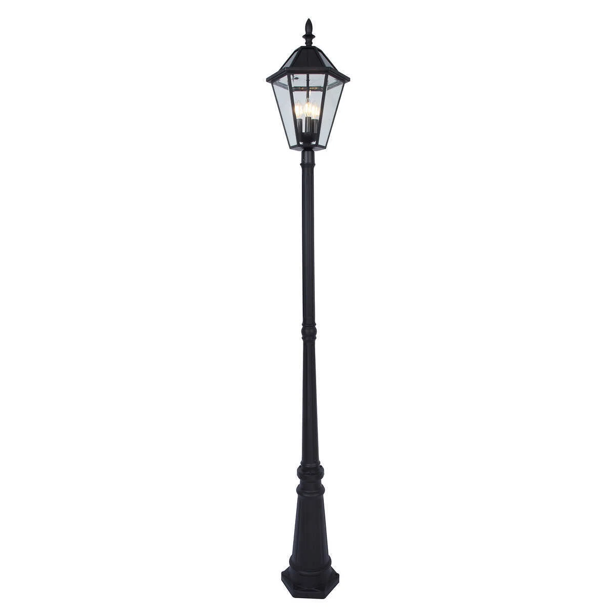 Lutec Outdoor LED Solar Post Lantern Yard Street Lamp Beveled Glass