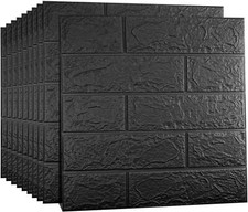 Black 3D Tile Brick Wall Sticker Self-adhesive Foam Panel Wallpaper 14.5 SQ FT