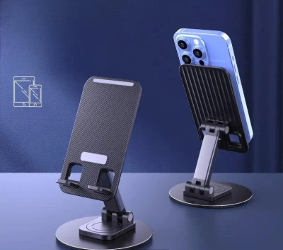 360° Rotating Folding Metal Phone Desktop Holder Tablet Desk Stand Portable - Image 4 of 4