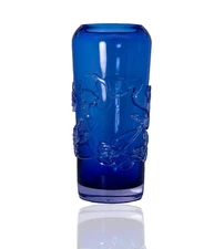 Kosta Boda Abstract Cobalt Blue Blown Glass Vase, Twine Collection, 11 3/4"