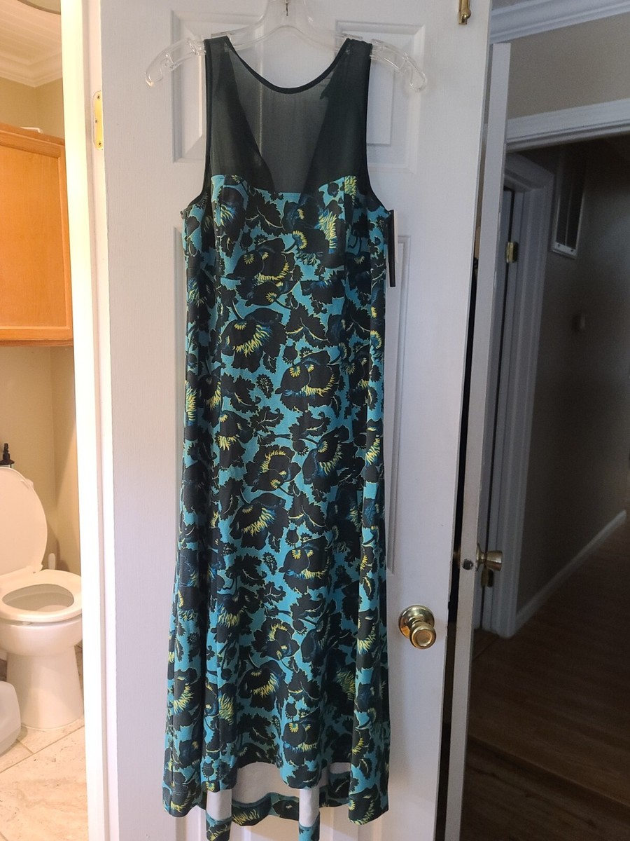 NEW Anthropologie Maeve Mesh Halter Midi Dress In Turquoise Floral Womens Med NEW Anthropologie Maeve Mesh Halter Midi Dress In Turquoise Floral Womens Med