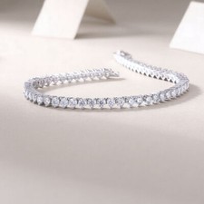 3mm D Color Moissanite Tennis 3 Prong Bracelet Xmas Gift 925 Sterling Silver