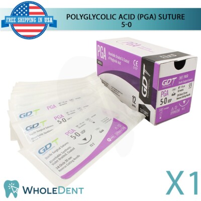 P G A Sut ure Sewing Thread 3/8 Circle Reverse Sterile 5-0