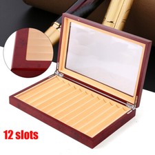 12 Slots Fountain Pen Wood Display Tray Case Organizer Storage Collector Box Red