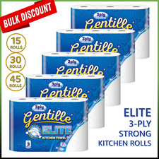 15 Kitchen Roll Gentille Elite 3pk  | 3ply Thick Strong Paper Towel Rolls