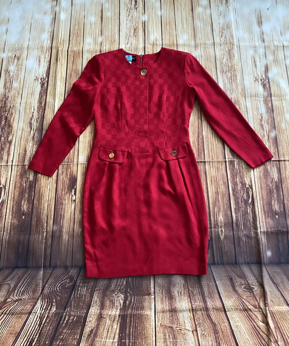 Donna Ricco New York Petite Women's Vintage Red Rayon Dress Crew Neck Size  4 | eBay